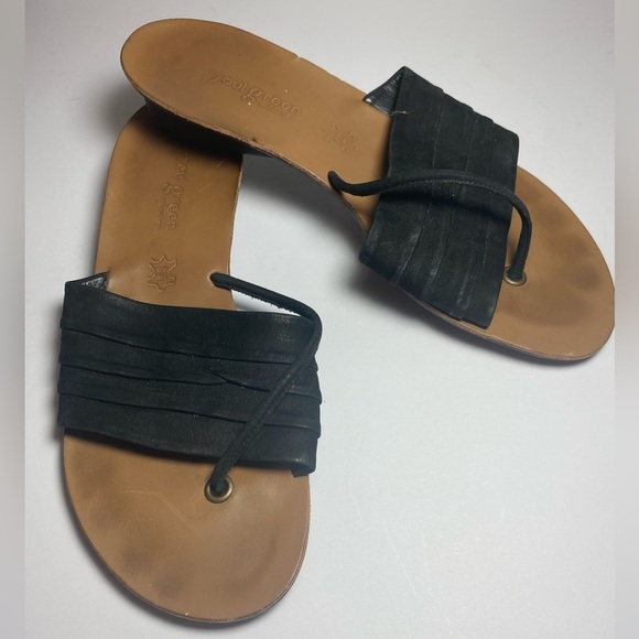 PAUL GREEN Black Leather Sandals - Picture 1 of 5